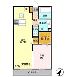 つくばエクスプレス つくば駅 徒歩15分の賃貸アパート 3階1LDKの間取り