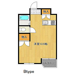 ヴィラエスポワール古来 ワンルームの間取図画像