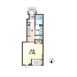 アベールS 1Kの間取図画像