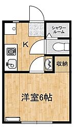 第2早川コーポ 1Kの間取図画像