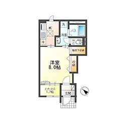 フォルティス 1Kの間取図画像