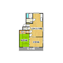 ローズハイツ 2階2LDKの間取り