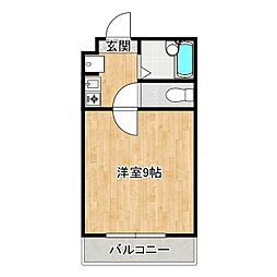 サウザンドリーフB棟 1Kの間取図画像
