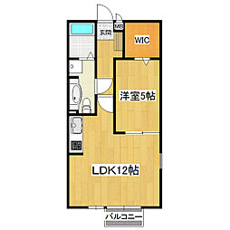 クレールセゾン 1階1LDKの間取り