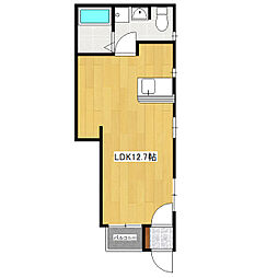 ベスページパーク 1階ワンルームの間取り