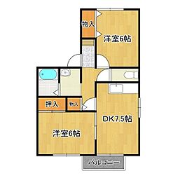 デルプラト 2階2DKの間取り