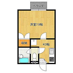 いぶきの丘ハイムパート1 1Kの間取図画像
