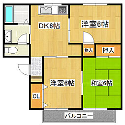 ジュネス刈谷A 2DKの間取図画像