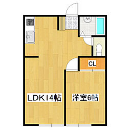 サンルージュ 1LDKの間取図画像