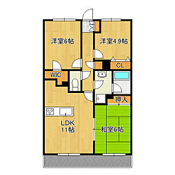 プレジール牛久オペラスクエア 3LDKの間取図画像