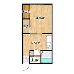 山口ハイツ 1DKの間取図画像