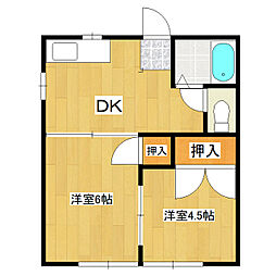 コーポ藤田 2DKの間取図画像