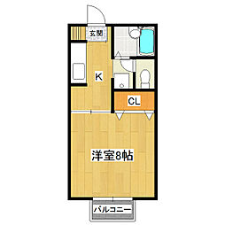 コートヴィラージュ弐番館 1Kの間取図画像