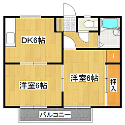 ラポールA 2DKの間取図画像