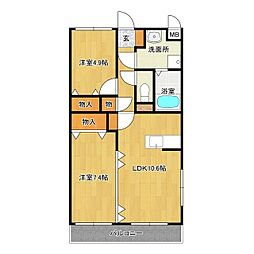 マスカレードマンション 2LDKの間取図画像
