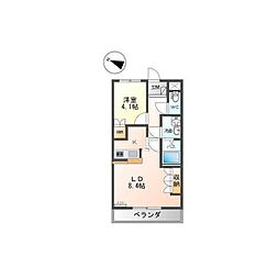 AUTHOR千草1 1LDKの間取図画像