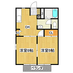 セントラルハイツ 2DKの間取図画像