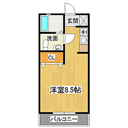 桂コーポ神谷 ワンルームの間取図画像
