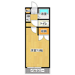 ヴァンテ竜ケ崎 1Kの間取図画像