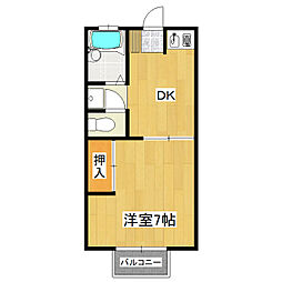コーポすずき2号 1DKの間取図画像