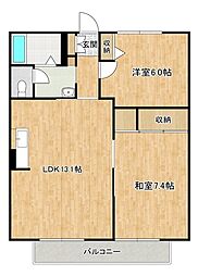 グランシャリオC 2LDKの間取図画像