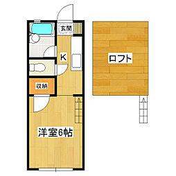 メゾンド・レヴール阿見 1階1Kの間取り