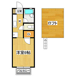 ローヤルVESSEL阿見第一 1階1Kの間取り