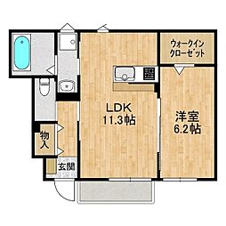 朝日レジデンス荒川本郷A 1階1LDKの間取り