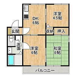 寿弐番館 1階3DKの間取り