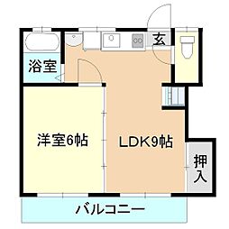 エンゼルハイツ 2階1LDKの間取り
