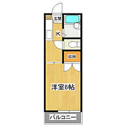 フローラル岡崎 1Kの間取図画像