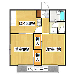 ブライトプレシア荒川沖 2DKの間取図画像