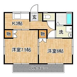 コーポみのり 2Kの間取図画像