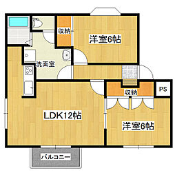 レゾ・ボヌールA 2LDKの間取図画像