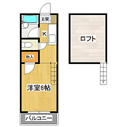 レオフラワー ワンルームの間取図画像