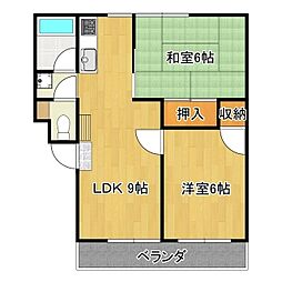 サンライフ土浦 2LDKの間取図画像