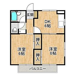 ハイツ・アルティア 2DKの間取図画像