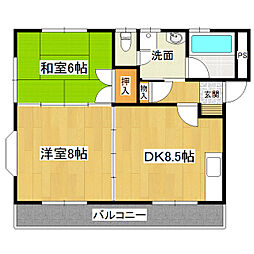 ラ・シャンス1 2DKの間取図画像