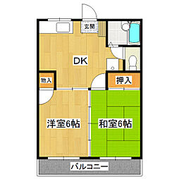 第2明紀マンション 2DKの間取図画像