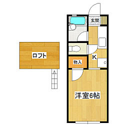 サンパレス 1Kの間取図画像