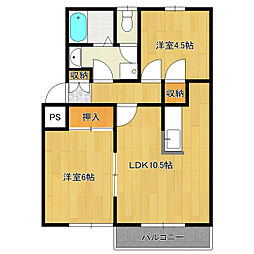 ホープホームB 2LDKの間取図画像