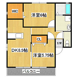 カサベルデ 2LDKの間取図画像