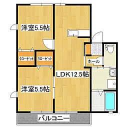 サン・グリーンA 2LDKの間取図画像