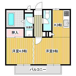稲葉ハイツ 1DKの間取図画像