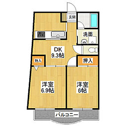 M・Yマンション 2DKの間取図画像