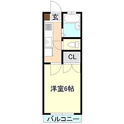 ローズハイツA 1Kの間取図画像