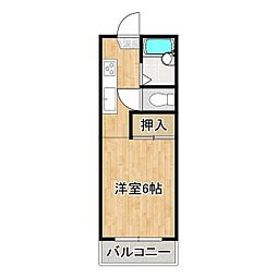 コーポレイクヒル 1Kの間取図画像