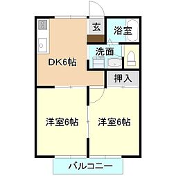 屋敷添ハイツ 2DKの間取図画像