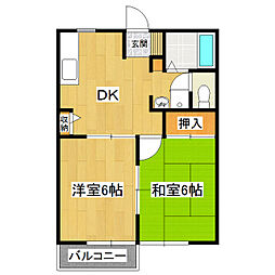 ロイヤルハイツB 2DKの間取図画像