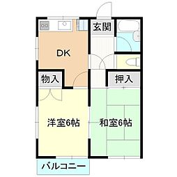 カサ・シャミールC 2DKの間取図画像